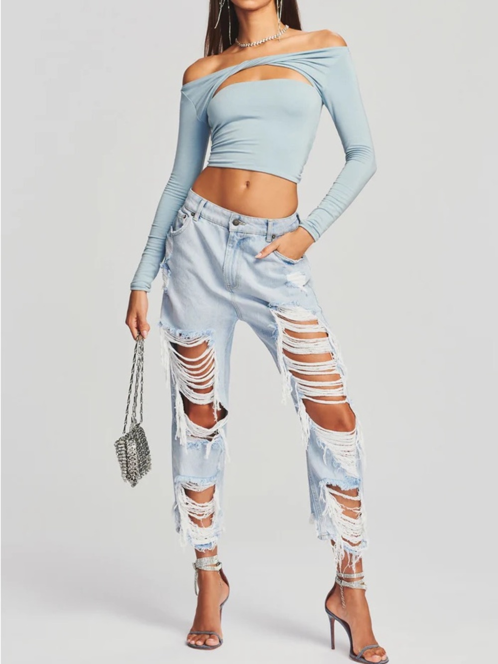 SER.O.YA OMAR drop crotch distressed boyfriend jean / size 28 / NWOT